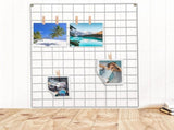 White Metal Wall Grid Set of 2 for Stylish Photo Display and Multi-Purpose Storage Organizer V1366-AZ2-W-17167