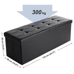 SONGMICS 110cm Folding Storage Ottoman Bench with Flipping Lid Footrest Black V227-8498402106991