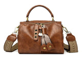 Brown Vintage Look PU Leather Box Bag Stylish Top Handle Crossbody Tote Multi-Carry Bucket Bag V888-ELOSUNG46370
