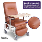 EQUIPMED Deluxe Mobile Geriatric Recliner Day Chair, Adjustable and Removable Meal Tray, Drop Down V219-HELGCHMH6BRA