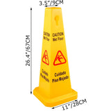 6 Pack Floor Cone, 66.04cm Wet Floor Sign, Yellow Caution Wet Floor Signs 4 Sided, Public V952-JSZ6PCSLSFHBZ0001V0