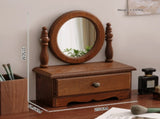 Round Mirror with Drawer Orbicular Wooden Tabletop Vanity Mirror Elegant Design V888-ELOSUNG16533