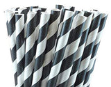 200 Pack Black White Drinking Straws Biodegradable Eco Paper Birthday Party Event Bistro Bar Cafe V382-BLACKSTRAW200