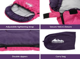 Weisshorn Sleeping Bag Single 213cm Thermal Camping Hiking Pink SB-S-CURVE-PK