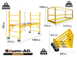 Baumr-AG 1.9 x 0.8 x 1.8m Adjustable Mobile Scaffold Platform, Guard Rail, Outrigger Wheel Set, V219-BAMOTL04A