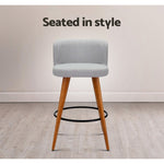 Artiss 2x Bar Stools Linen Padded Wooden Grey BA-TW-8126-LI-GYX2