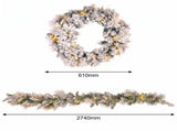 Christabelle Snowy Dorset Pine Christmas 2pc Set 61cm Christmas Wreath and Garland with LED Lig CMB-WFLSD-WG
