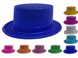 12x GLITTER TOP HAT Fancy Party Plastic Costume Tall Cap Fun Dress Up BULK - Mixed Colour Pack V563-12GLTRTOPHAT-MXC