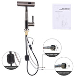 Kitchen Faucet with Pull Down Sprayer LED Temperature Display Adjustable Height and 360 Degrees V1294-YM0901-H47540S-UK