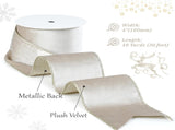 Champagne Velvet Wired Ribbon with Glitter Back 4 Inch Ivory and Gold Wired Ribbon for V1188-WSZ-A-2344