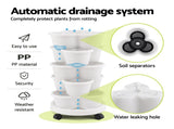 Green Fingers 5 Tier Vertical Planter, Stackable Planters with Wheels, White, Bed, GARDEN-5T-WH