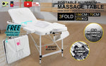 Aluminium Portable Beauty Massage Table Bed 3 Fold 70cm White V274-MT-ALU70-WH