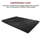 230x200cm Floor Rugs Large Shaggy Rug Area Carpet Bedroom Living Room Mat - Black V63-832191