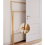 100x155cm Wood Clothes Rail Garment Rack with Freestanding Storage Shelf V63-840731