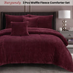 Ramesses Waffle Fleece Burgundy 3 Pcs Comforter Set King V442-KIT-COMFORTER-WAFFLEFLEECE-BURGUNDY-KI