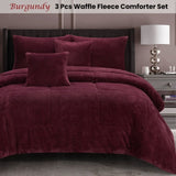 Ramesses Waffle Fleece Burgundy 3 Pcs Comforter Set Double V442-KIT-COMFORTER-WAFFLEFLEECE-BURGUNDY-DS