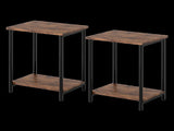 Levede Side Table 2 Pcs Industrial Vintage End Table 2-Tier Storage Nightstand NI1077-BR-2PCS-AU