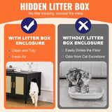 VEVOR Cat Litter Box Enclosure Wooden Litter Box Furniture Hidden 2 Rooms Black V952-JSDMMSPWQ472J3GQVV0