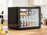Devanti 40L Bar Fridge Glass Door Mini Fridge Countertop Cooler Black BF-F-G-40L-BK