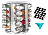 20 Glass Jars with Labels, Transparent, Rotating Spice Tower V1237-ZY-506-0001