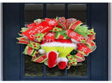 Christmas Green Monster Leg Wreath Door Hanging Decoration Holiday Front Door Decor Outdoor V1358-D132-QAZMLP00019