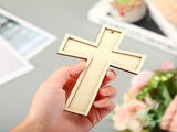 48 Pack Cross Wooden Hanging Ornaments Unfinished Wood Blank Cross Craft with Gold String for Easter V1258-DP02-C-2275