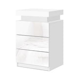 Artiss Bedside Table LED 3 Drawers - COLEY White FURNI-O-LED-BS-3D-WH