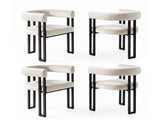 Artiss Dining Chairs Set of 4 Velvet Upholstered Barrel Chairs with Curved Armrests & Back Beige UPHO-C-DIN-2553-BGX4