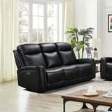 3 Seater Electric Leather/PVC Black Recliner V43-REC-FNX3RBL