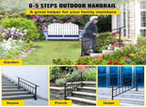 Iron Handrail Stair Railing Hand Rail Kit 1-4 Steps Outdoor Black w/ Bars V952-TZFGZXSLZFSD4JWFNV0