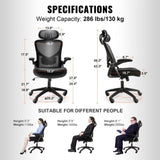 VEVOR Office Chair with Adjustable Lumbar Support, High Back Ergonomic Desk Chair with Adjustable V952-XZKBYSJYTKDTOZ4K4V0