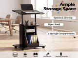 Artiss Mobile Podium Stand with Lockable Wheels Height Adjustable Laptop Desk Black LPS-HY01-120-BK
