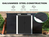 PlantCraft Galvanised Steel Garden Shed 2.38 x 1.31 x 1.82m, with 2 Sliding Doors, 2 Air Vents, V219-GSDSTLPC31SA