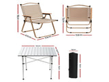 Weisshorn 3pc Camping Table Chair Set Outdoor Folding Aluminium Portable Picnic ALU-FOLD-BGX2-ALUM-70