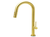 Brushed Gold Round Pull Out 2 Modes Spray Spout Kitchen Sink Tap Laundry Mixer V1233-KRD512BG
