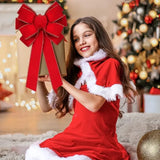 Large Red Velvet Christmas Bow with Gold Glitter Edge V1142-RB1005010487400222