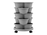 Green Fingers 5 Tier Vertical Garden Planter, Stackable Planters with 4 Wheels, Grey, Raised Garden GARDEN-5T-LGY