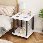 SOGA 60cm White Ceramic Side Table Stone Pattern Modern Design with Metal Legs SIDETAB36