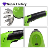 cordless grass shear, hedge trimmer, 2-in-1 garden tool, electric pruner, handheld trimmer, V1102-119-54021-GRN-M