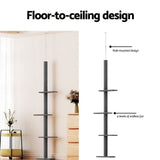 i.Pet Cat Tree 290cm Tower Scratching Post Scratcher Floor to Ceiling Cats Bed Grey PET-CAT-POLE-GR