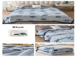 Blue Floral Fantasy 180x200CM Premium Double-Sided Print Flannel Blanket - Soft All-Season Air V888-ELOSUNG49176