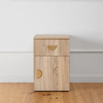 PORTO BEDSIDE TABLE - NATURAL OAK - SLIM - HALF MOON BRASS V164-ECS13STB04G