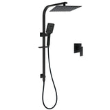 WELS Matt Black 2in1 Shower Set 10" Square Rain Head Handheld Silde Rail Arm Mixer Valve V1233-C7121SBHS002M4CBKSS110BKSQ201B