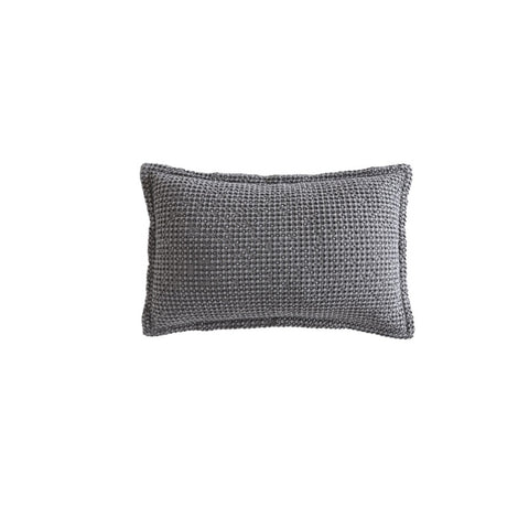 Private Collection Urban Charcoal 100% Cotton Waffle Oblong Filled Cushion V442-LED-CUSHION-URBANWAFFLE-CHARCOAL-RE