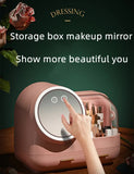 Pink LED Vanity Makeup Organizer with Partition Storage and Touch-Control Mirror - Large Capacity V888-ELOSUNG15130