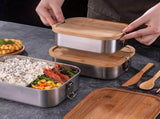 Stainless Steel Lunch Box With Bamboo Lid, Reusable Food Storage Container With Divider, For School V1237-ZY-807-033