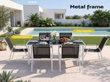 Gardeon 7 Piece Outdoor Dining Set Steel Textilene Patio Furniture Table and Chairs Black FF-DINING-7TEX-BK-AB