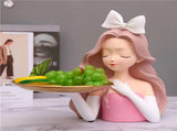 Girl Sculptures Porch Decor Tray, Holding Storage Tray, Girl Figurine Ornament Modern Cute Girl V1366-AZ2-W-07746