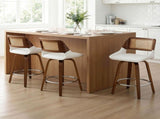 Artiss Wooden Bar Stools Set of 3 Swivel Kitchen Counter Stool Chair 60cm Seat Height BA-B-0369-RAT-WHX3