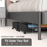 Black Square Under-Bed Storage Rack with Wheels Sturdy Easy to Move for Bedroom AU V201-QHGMMOREONE043